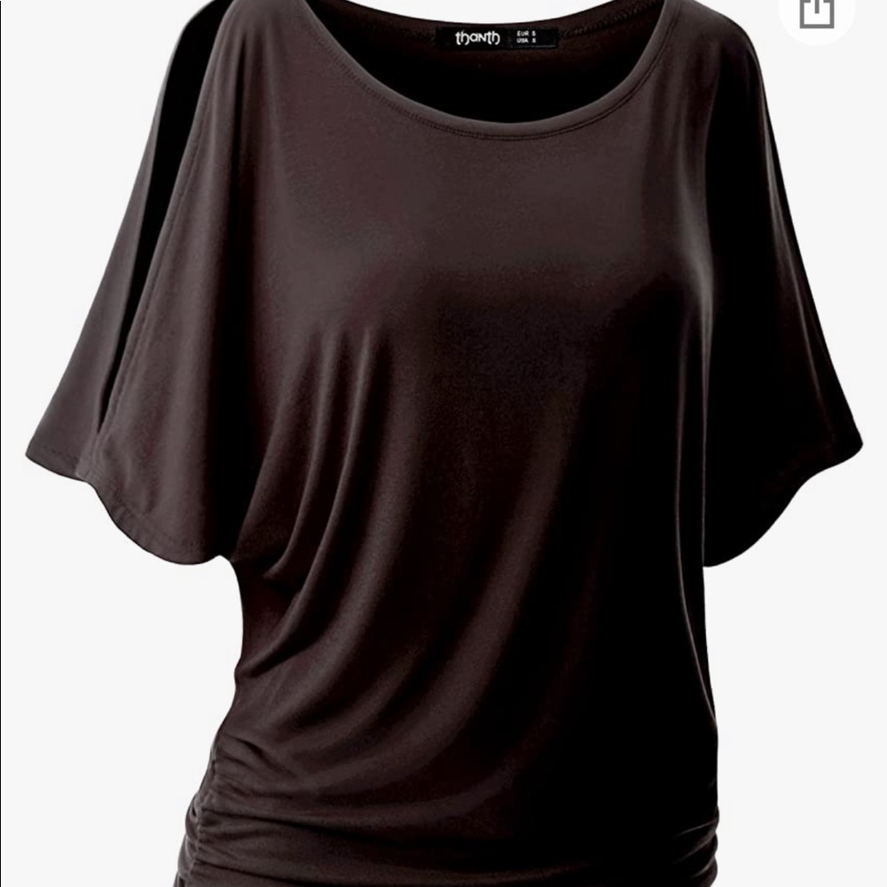 Dolman cold shoulder worms short sleeve top size large